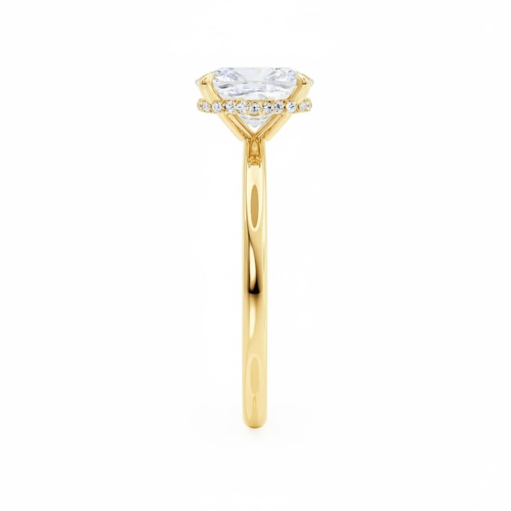 Solitaire Elongated Cushion Lab Grown Diamond Engagement Ring in 18k Gold