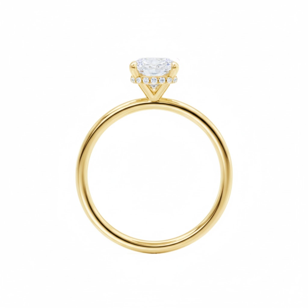 Solitaire Elongated Cushion Lab Grown Diamond Engagement Ring in 18k Gold