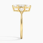 Marquise Cut Three-Stone Engagement Ring with Kite Side Accents in Solid Gold