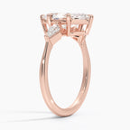Marquise Cut Three-Stone Engagement Ring with Kite Side Accents in Solid Gold
