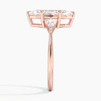 Marquise Cut Three-Stone Engagement Ring with Kite Side Accents in Solid Gold