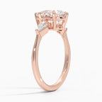 Pear Cut Three-Stone Engagement Ring with Pear Side Accent Diamonds in Solid Gold⁠