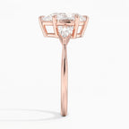 Pear Cut Three-Stone Engagement Ring with Pear Side Accent Diamonds in Solid Gold⁠