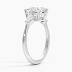 Pear Cut Three-Stone Engagement Ring with Pear Side Accent Diamonds in Solid Gold⁠