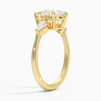 Pear Cut Three-Stone Engagement Ring with Pear Side Accent Diamonds in Solid Gold⁠