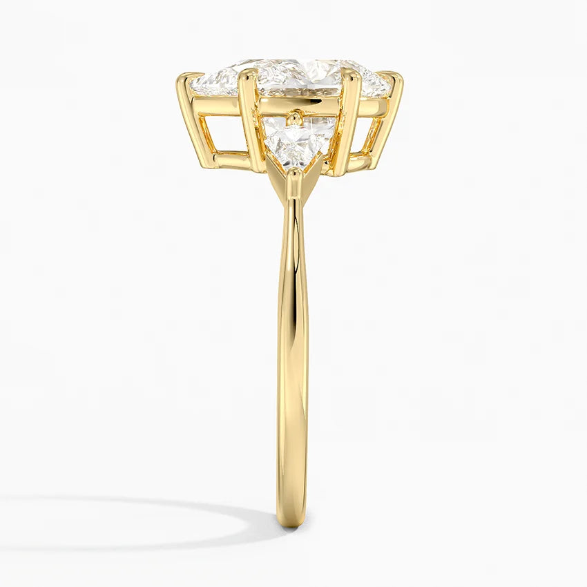 Pear Cut Three-Stone Engagement Ring with Pear Side Accent Diamonds in Solid Gold⁠