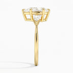 Pear Cut Three-Stone Engagement Ring with Pear Side Accent Diamonds in Solid Gold⁠