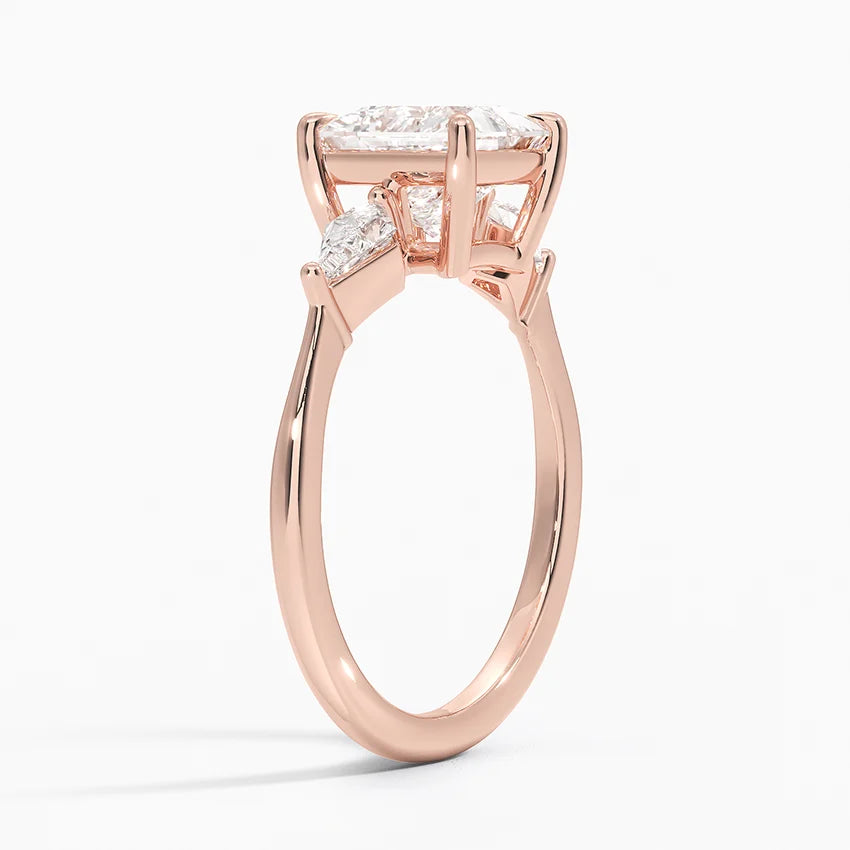 18K Solid Gold Diamond Three Stone Ring