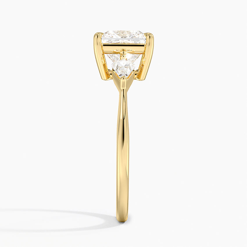 18K Solid Gold Diamond Three Stone Ring