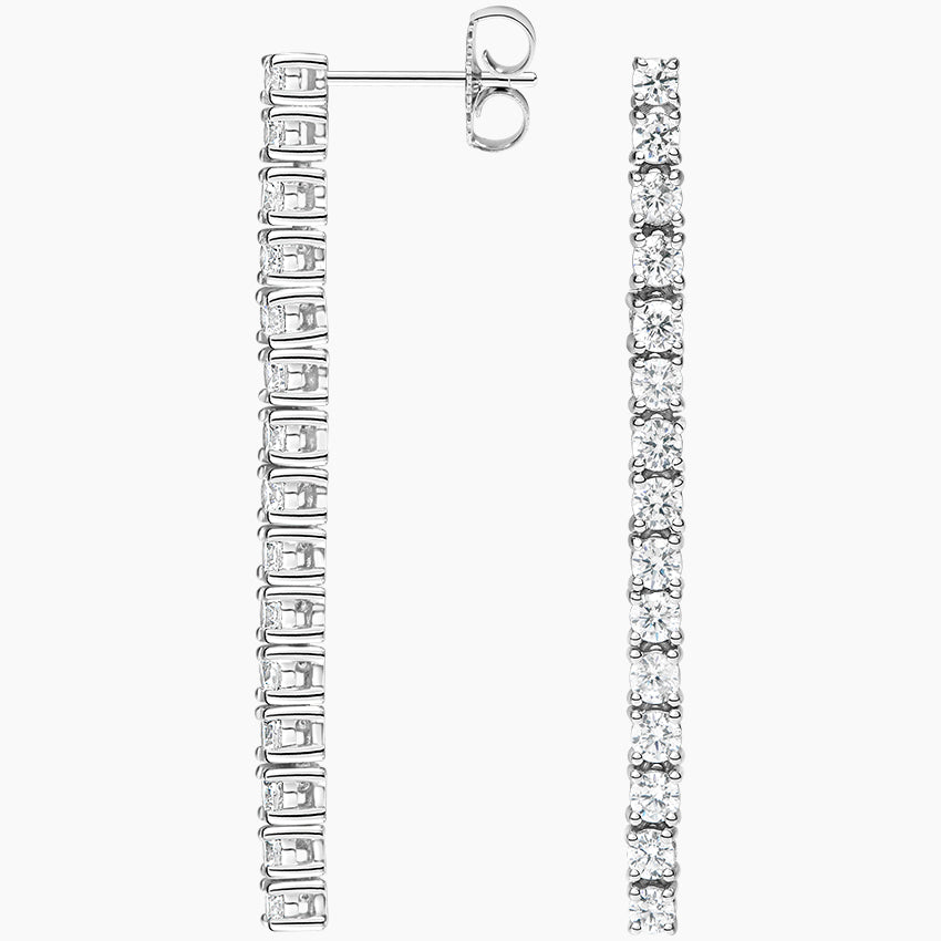 Tennis Earring (4 cm) Lab Diamond Drop Earrings  (0.75 ct * 2 ) 18K Gold
