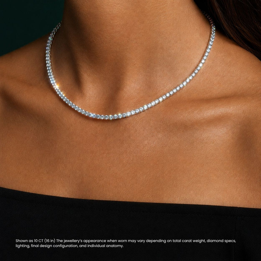 17.5 Carat Tennis Classic Lab Grown Diamond Necklace 18K Gold | 16.5 in ∼ 42.5 cm