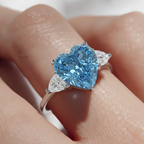 18K Solid Gold Heart Side Pear Trilogy Diamond Ring