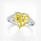 18K Solid Gold Fancy Color Heart Pear Trilogy Lab Diamond Ring