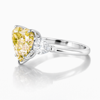 18K Solid Gold Fancy Color Heart Pear Trilogy Lab Diamond Ring