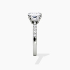 18K Solid Gold Emerald Trilogy Pavé Lab Diamond Ring