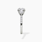 Round Cut Three-Stone Pavé Engagement Ring in Solid Gold⁠