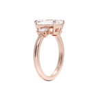 18K Solid Gold Emerald Trilogy Lab Diamond Engagement Ring
