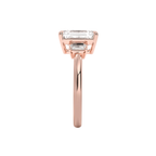 18K Solid Gold Emerald Trilogy Lab Diamond Engagement Ring