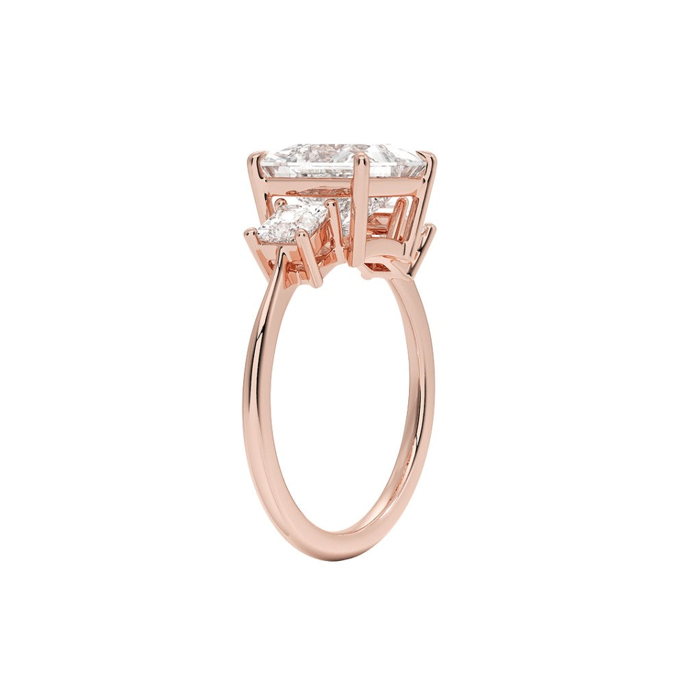 18K Solid Gold Princess Trilogy Lab Diamond Engagement Ring