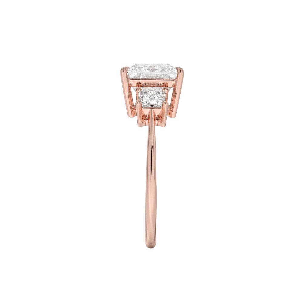 18K Solid Gold Princess Trilogy Lab Diamond Engagement Ring