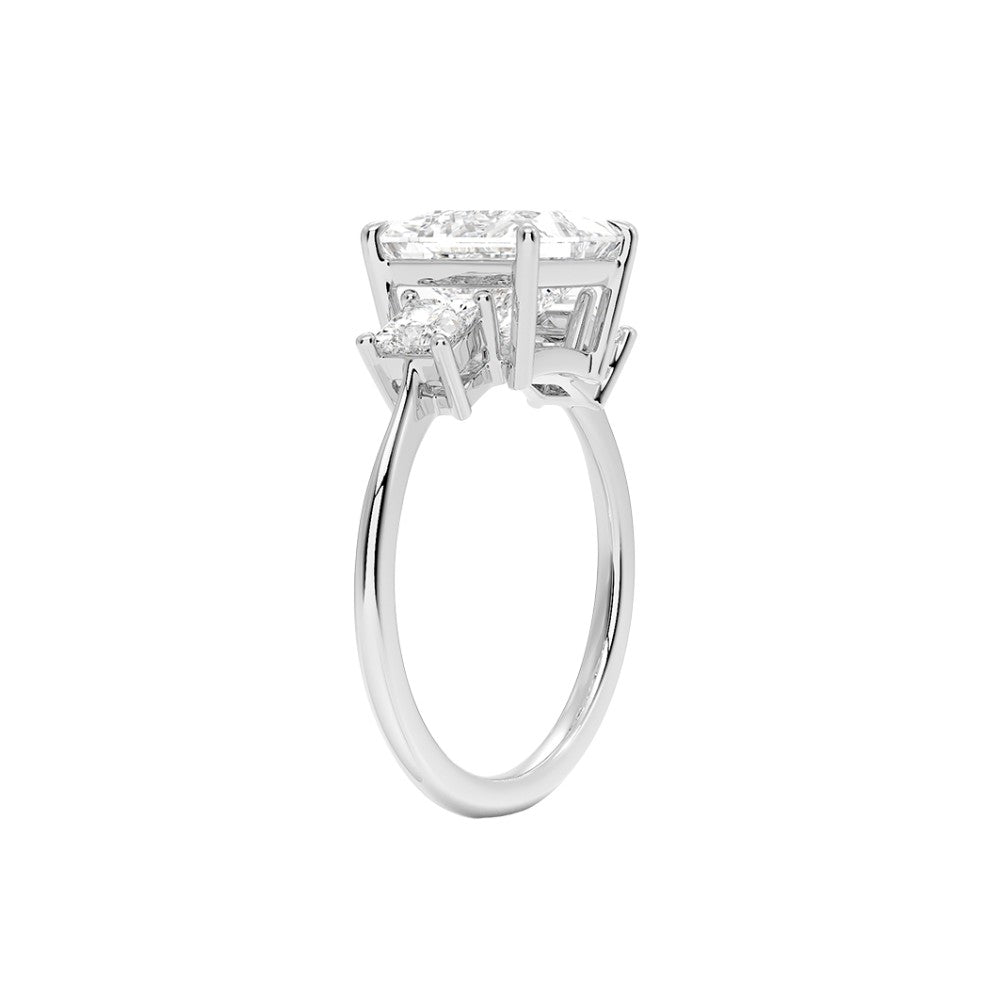 18K Solid Gold Princess Trilogy Lab Diamond Engagement Ring