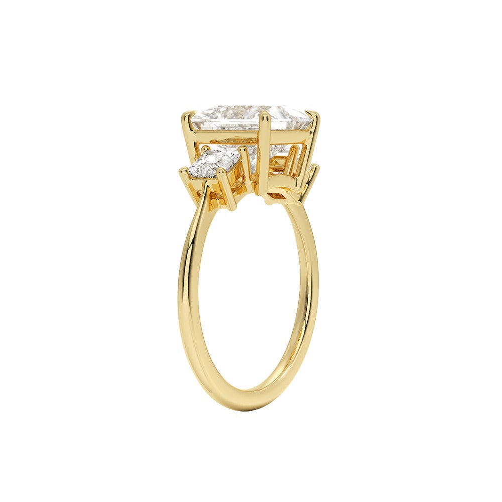 18K Solid Gold Princess Trilogy Lab Diamond Engagement Ring