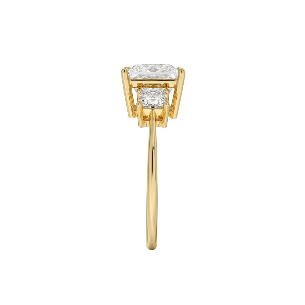 18K Solid Gold Princess Trilogy Lab Diamond Engagement Ring