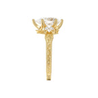 Vintage Engraved Pear Cut Three-Stone Engagement Ring in Solid Gold⁠