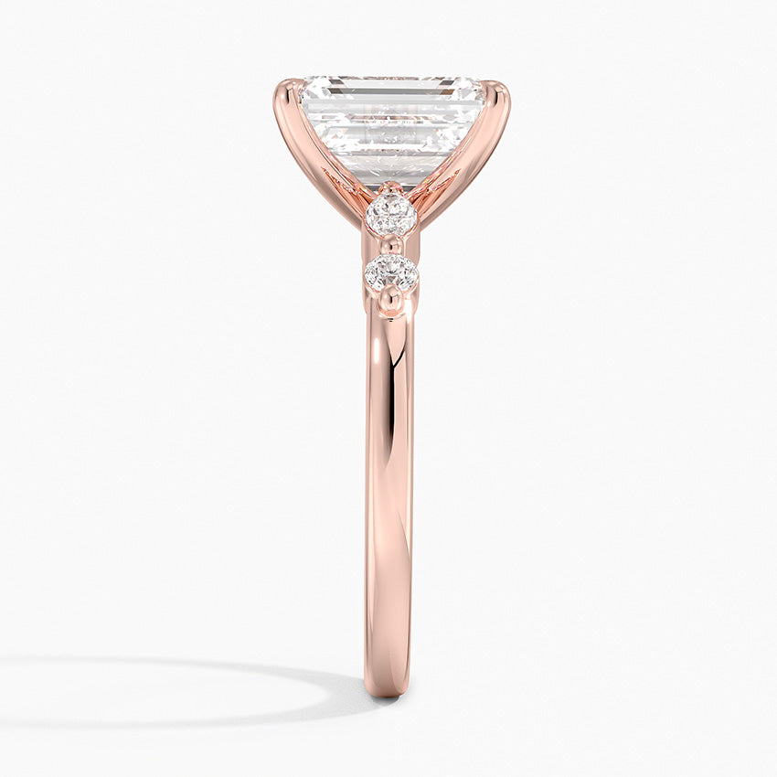 Verdina Accents (Marquise and Round Side Stones) Lab Diamond Ring in 18K Gold - Emerald