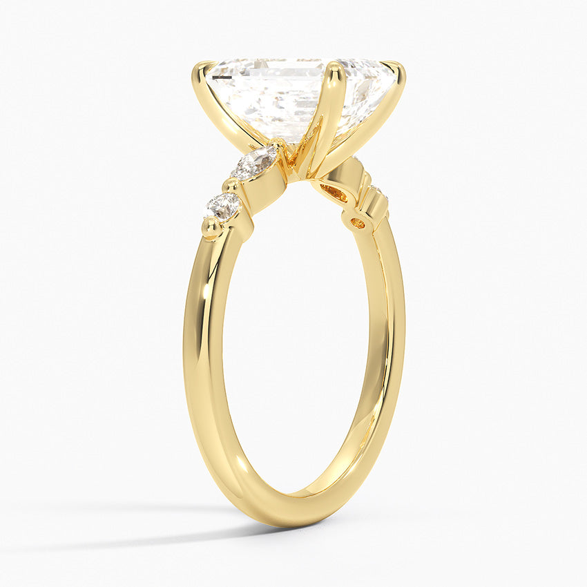 Verdina Accents (Marquise and Round Side Stones) Lab Diamond Ring in 18K Gold - Emerald