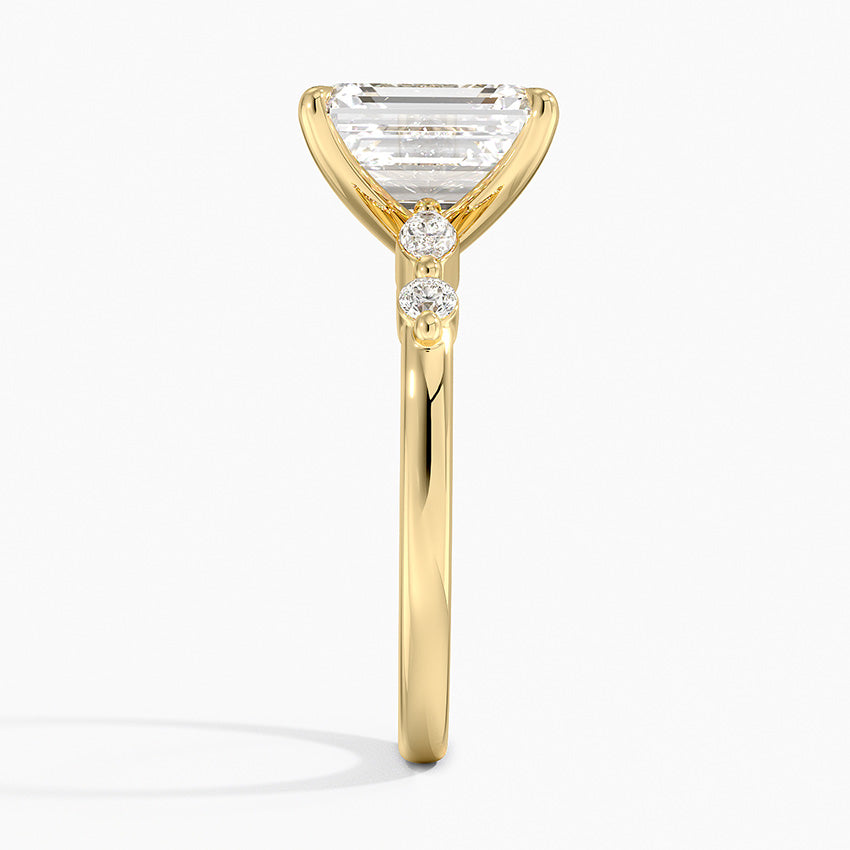 Verdina Accents (Marquise and Round Side Stones) Lab Diamond Ring in 18K Gold - Emerald