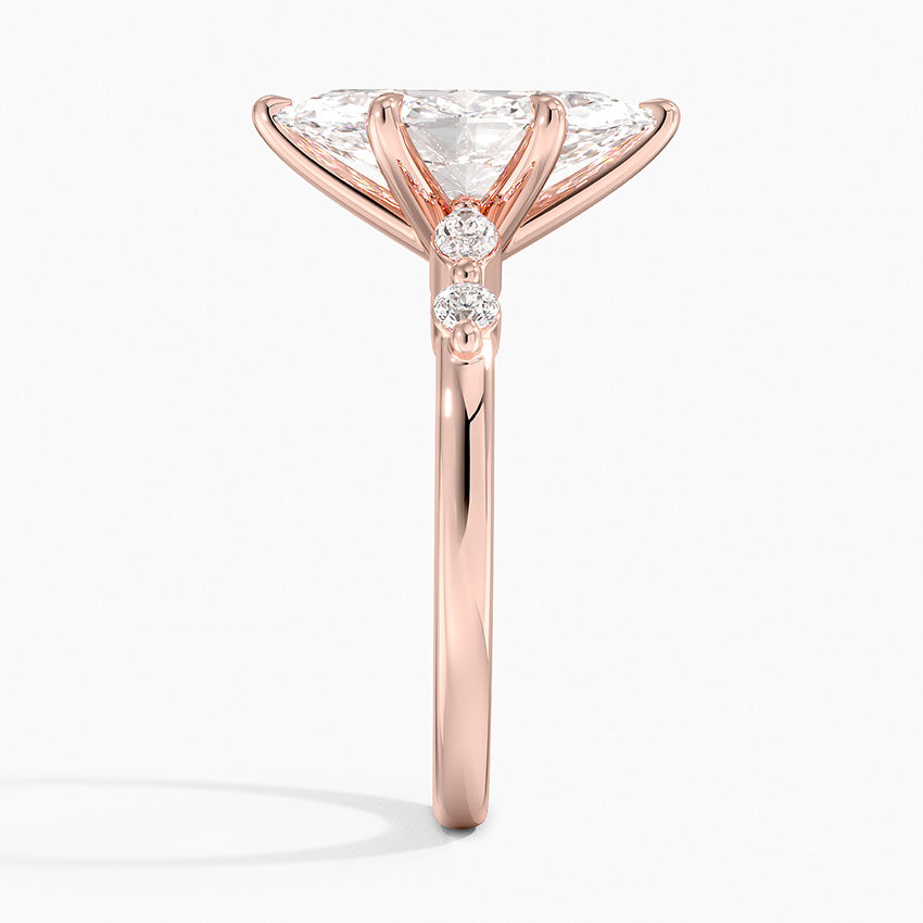 Verdina Accents (Marquise and Round Side Stones) Lab Diamond Ring in 18K Gold - Marquise