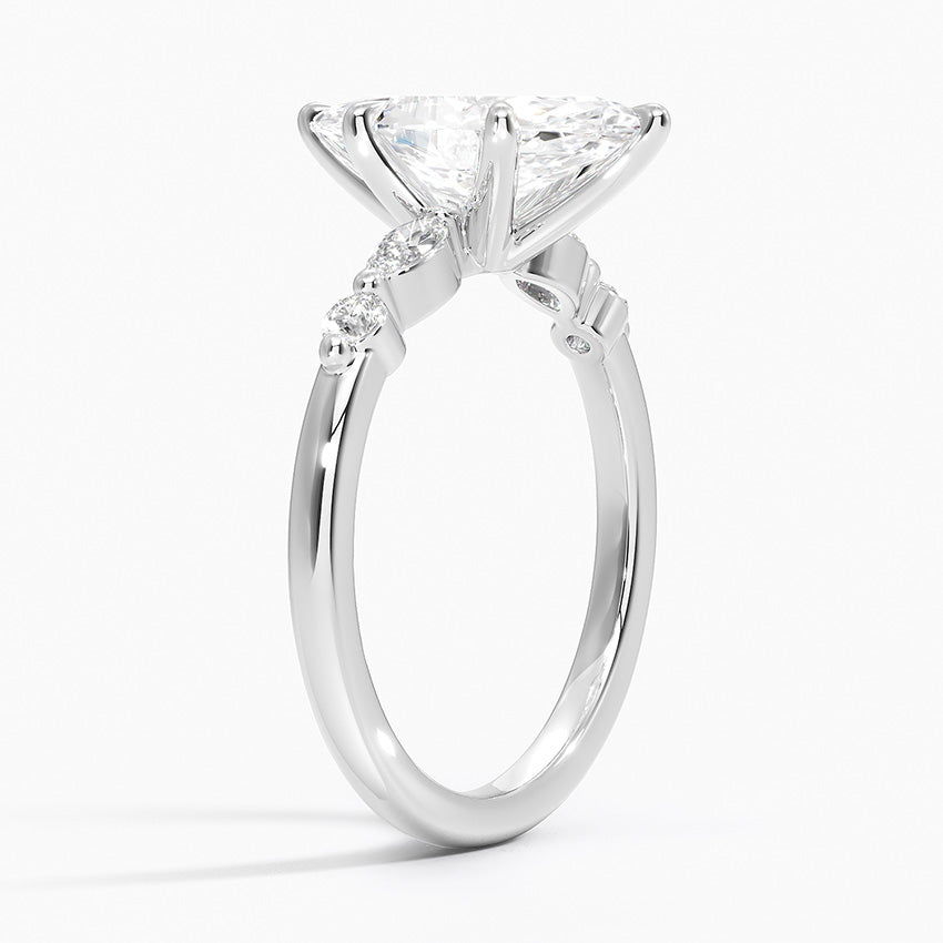Verdina Accents (Marquise and Round Side Stones) Lab Diamond Ring in 18K Gold - Marquise