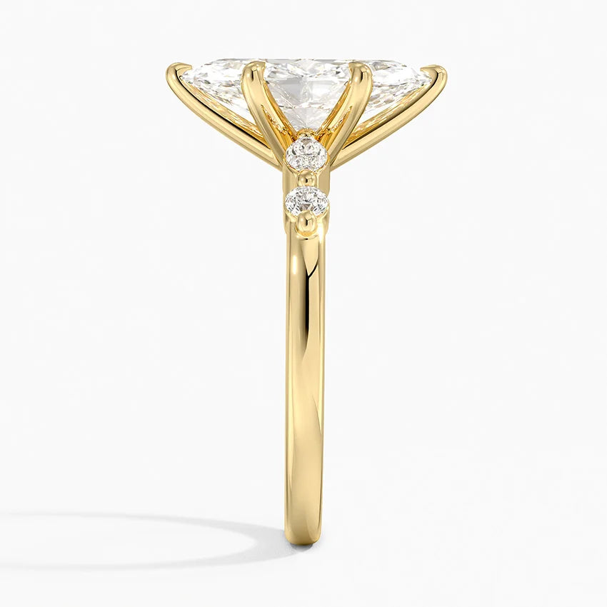 Verdina Accents (Marquise and Round Side Stones) Lab Diamond Ring in 18K Gold - Marquise