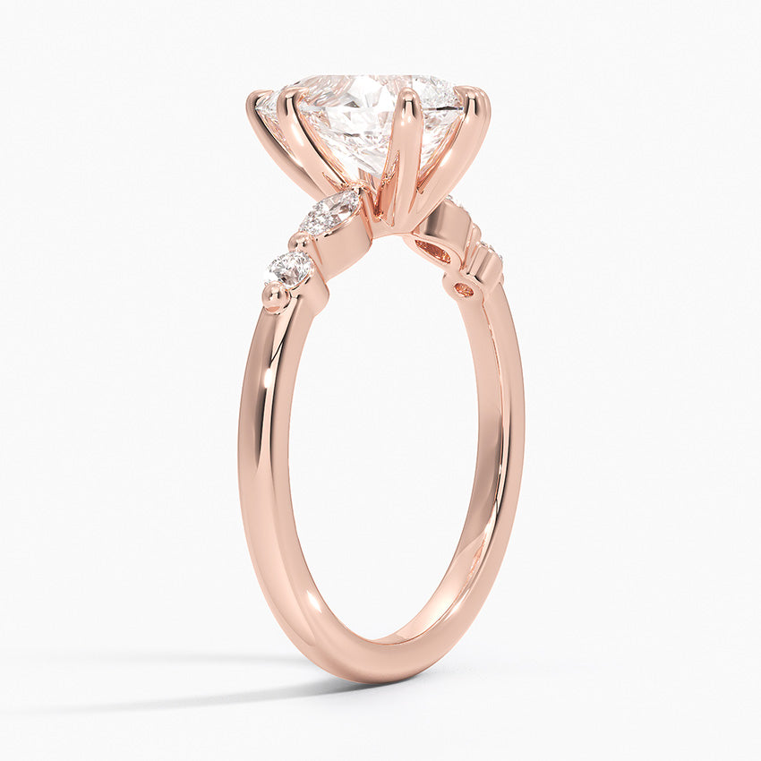 18K Solid Gold Verdina Pear Accent Lab Diamond Ring
