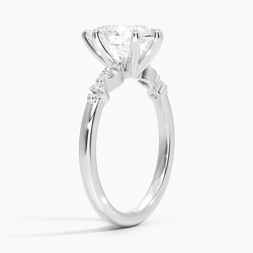 18K Solid Gold Verdina Pear Accent Lab Diamond Ring
