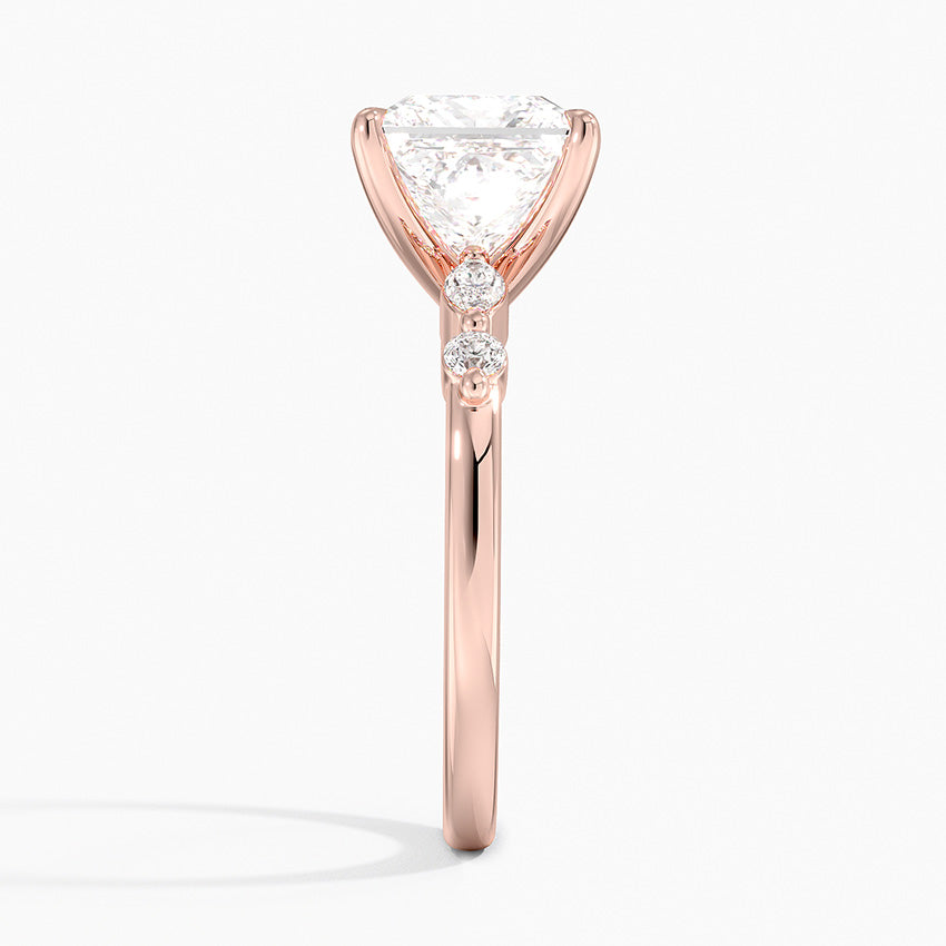 Verdina Accents (Marquise and Round Side Stones) Lab Diamond Ring in 18K Gold - Princess