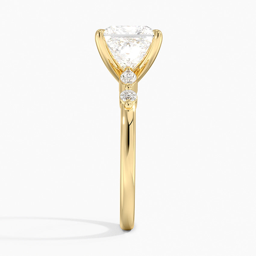 Verdina Accents (Marquise and Round Side Stones) Lab Diamond Ring in 18K Gold - Princess