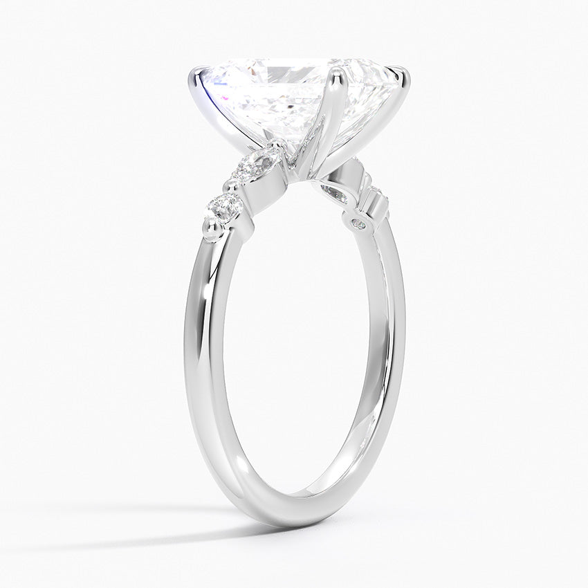 Verdina Accents (Marquise and Round Side Stones) Lab Diamond Ring in 18K Gold - Radiant