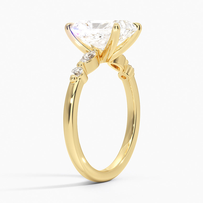 Verdina Accents (Marquise and Round Side Stones) Lab Diamond Ring in 18K Gold - Radiant