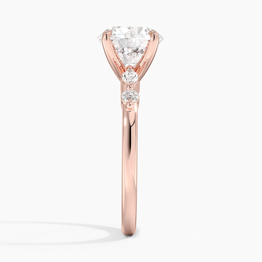 Verdina Accents (Marquise and Round Side Stones) Lab Diamond Ring in 18K Gold - Round