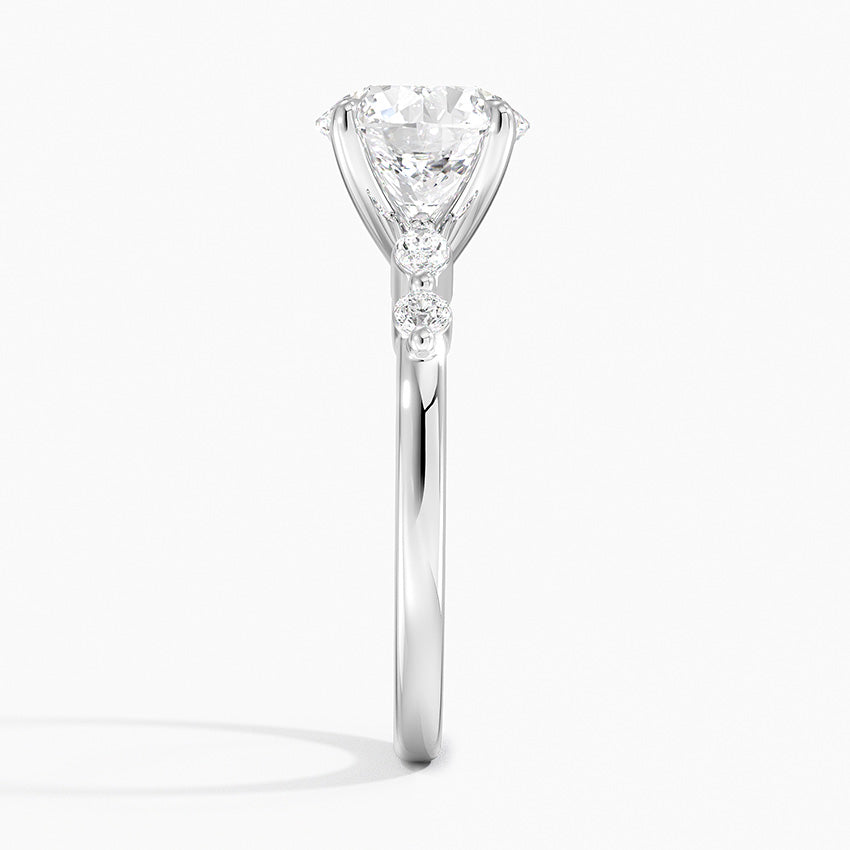Verdina Accents (Marquise and Round Side Stones) Lab Diamond Ring in 18K Gold - Round