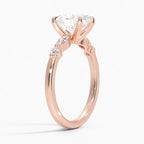 18K Solid Gold Verdina Oval Accent Lab Diamond Ring