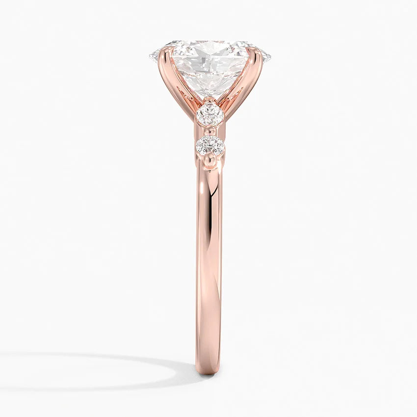 Verdina Accents (Marquise and Round Side Stones) Lab Diamond Ring in 18K Gold - Oval