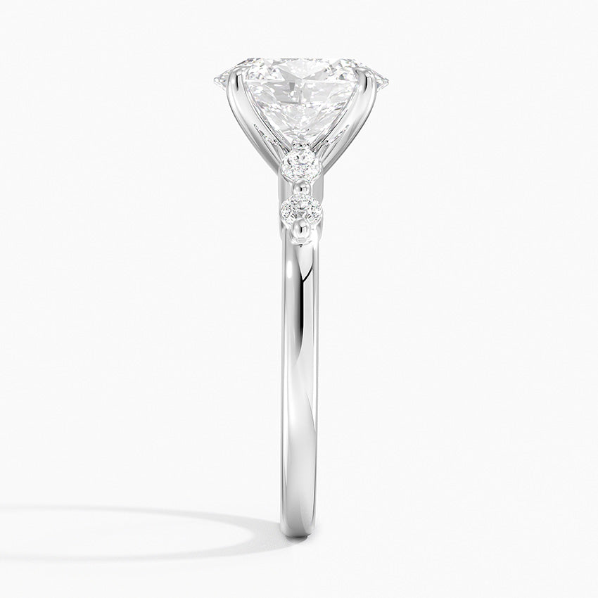 Verdina Accents (Marquise and Round Side Stones) Lab Diamond Ring in 18K Gold - Oval