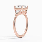 18K Solid Gold Violet Asscher Accent Lab Diamond Ring