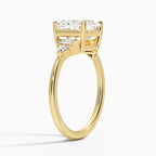 18K Solid Gold Violet Asscher Accent Lab Diamond Ring