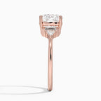 18K Solid Gold Violet Cushion Accent Lab Diamond Ring