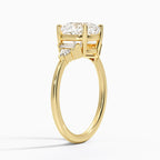 18K Solid Gold Violet Cushion Accent Lab Diamond Ring