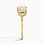 18K Solid Gold Violet Cushion Accent Lab Diamond Ring
